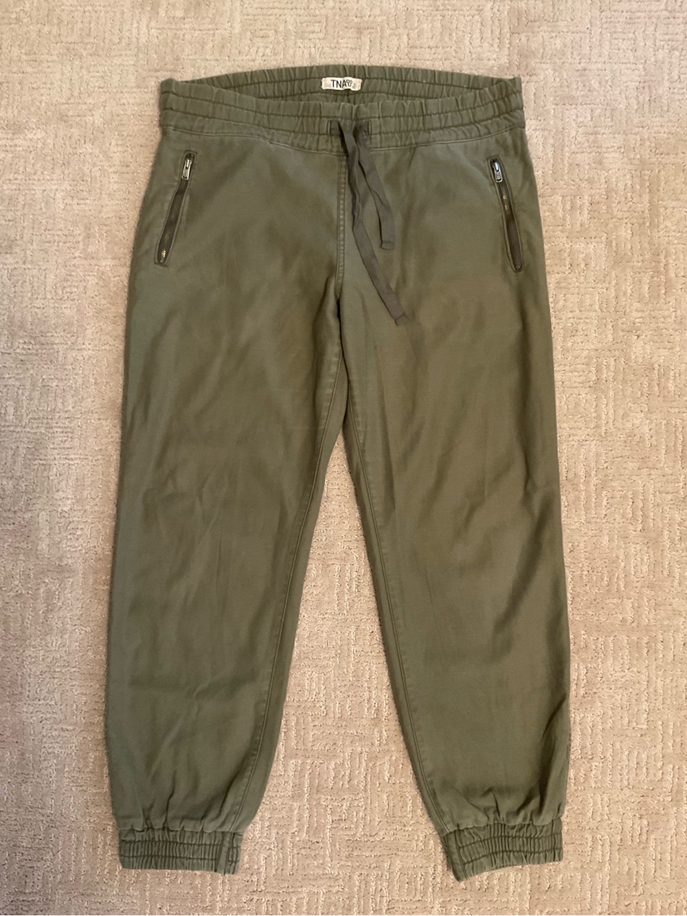 Aritzia TNA Jogger Pants High Rise Olive Green Sz 10 XL EUC Utility Minimalist